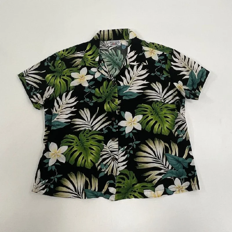 Womens Pacific Legend Black Tropical Floral Short Sleeve Button Up Shirt Size XL-- Lace Blend Ribbed Blend Corduroy Blend Womens Pacific Legend Black Tropical Floral Short Sleeve Button Up Shirt Size XL-- Lace Blend Ribbed Blend Corduroy Blend