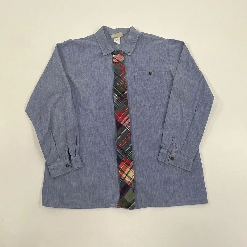 Women's Pine Cove Blue Long Sleeve Button Up Shirt Plaid Faux Tie - Size 8-- Collared Crew Neck Turtle Neck Women's Pine Cove Blue Long Sleeve Button Up Shirt Plaid Faux Tie - Size 8-- Collared Crew Neck Turtle Neck