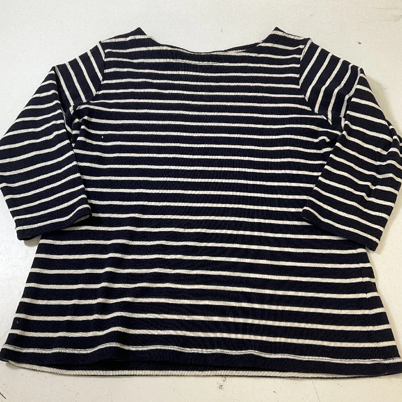 LL Bean Women's Navy Blue Stripe 3/4 Sleeve Boatneck Shirt Size XL-- Collared T-Shirt Boat Neck A-Line LL Bean Women's Navy Blue Stripe 3/4 Sleeve Boatneck Shirt Size XL-- Collared T-Shirt Boat Neck A-Line