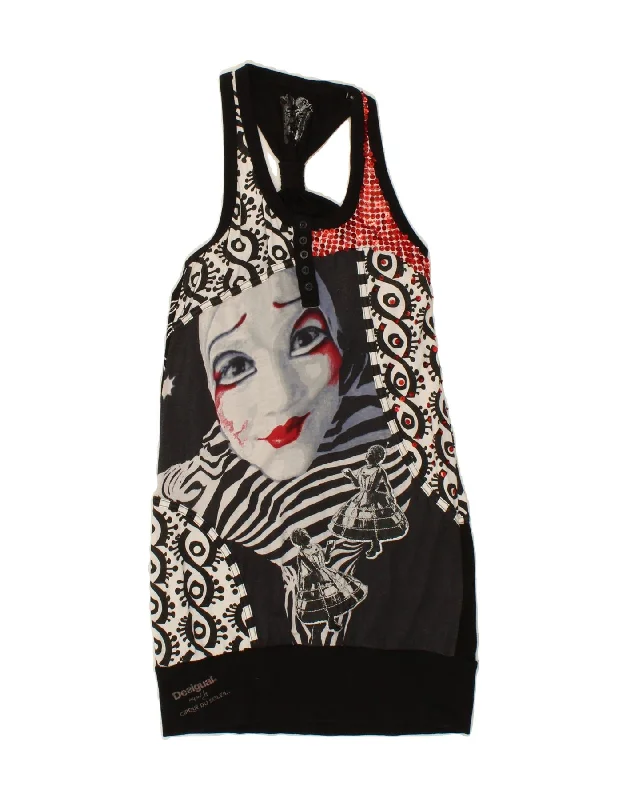 DESIGUAL Womens Graphic Sleeveless Basic Dress UK 12 Medium Black Viscose Shift Classic Vintage DESIGUAL Womens Graphic Sleeveless Basic Dress UK 12 Medium Black Viscose Shift Classic Vintage