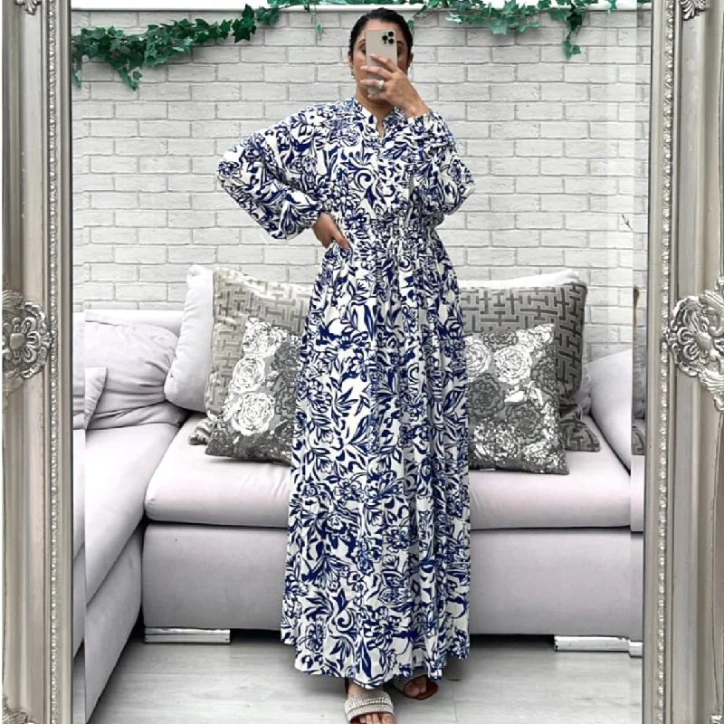 Floral Print Drawstring Dress Tunics Ceremony elegant