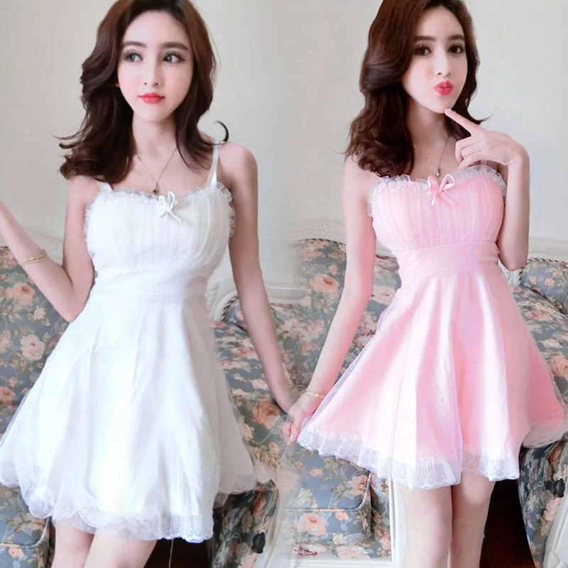 sweet mesh dress PL53525 Boatneck Modish Everyday