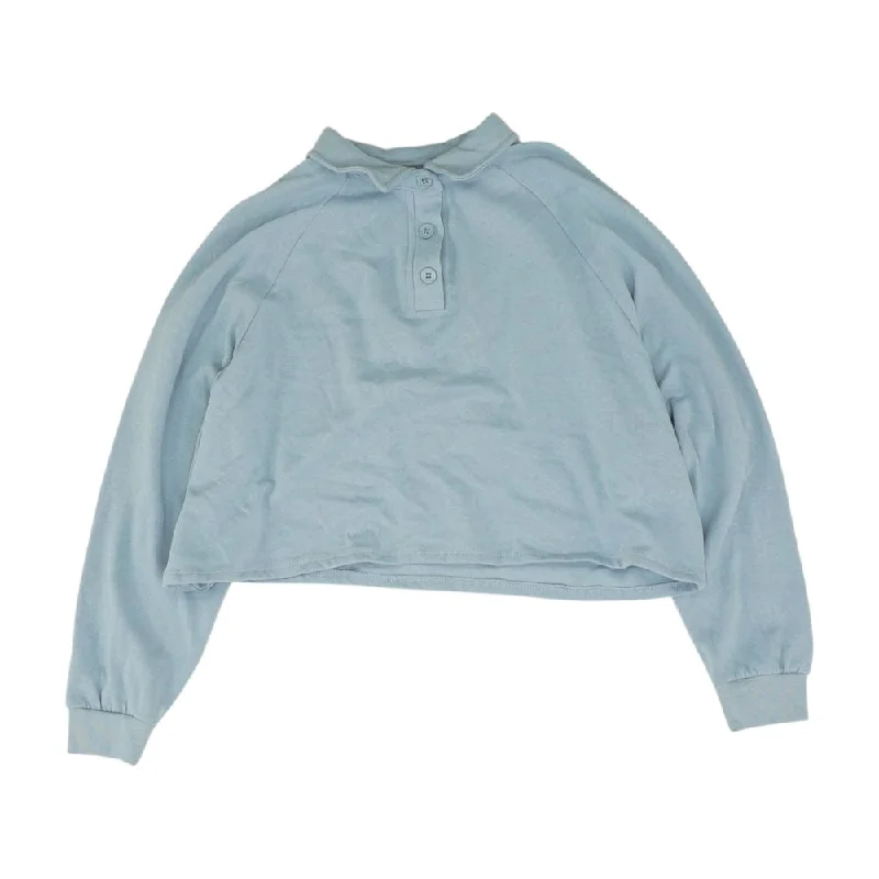 Blue Solid Sweatshirt Hoodie with Relaxed Fit Easy Casual