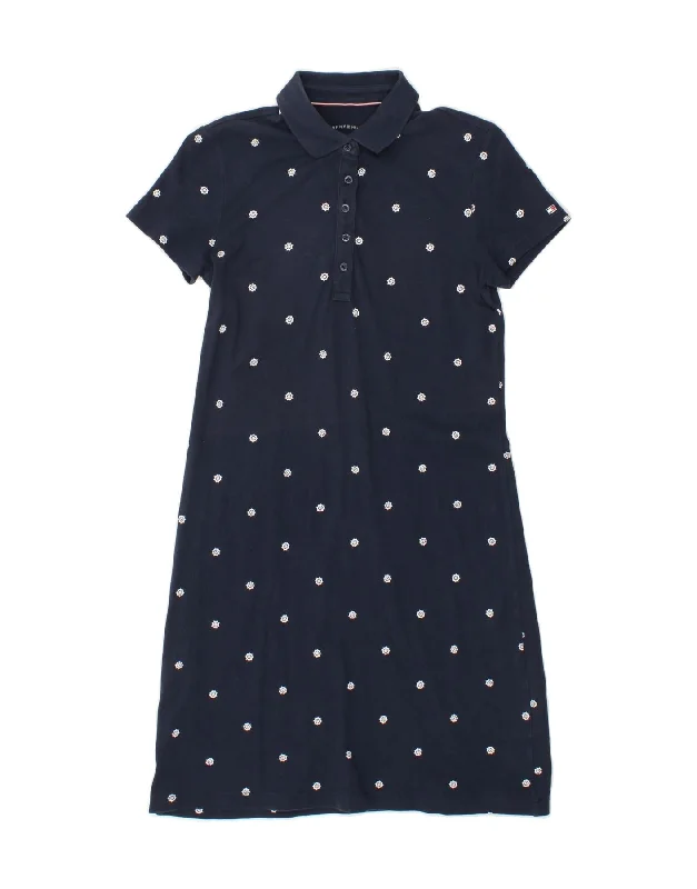TOMMY HILFIGER Womens Abstract Pattern Polo Dress UK 6 XS Navy Blue Cotton Casual Short Summer TOMMY HILFIGER Womens Abstract Pattern Polo Dress UK 6 XS Navy Blue Cotton Casual Short Summer