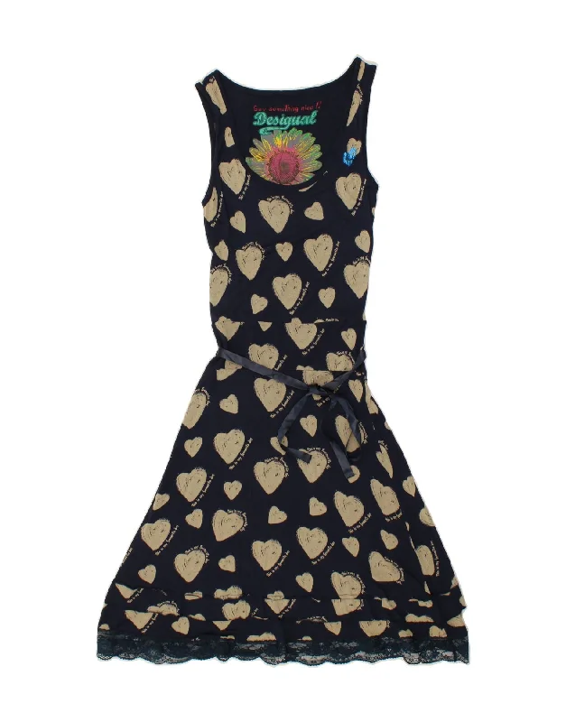DESIGUAL Womens Graphic Sleeveless A-Line Dress UK 8 Small Navy Blue Tunics Stylish modern DESIGUAL Womens Graphic Sleeveless A-Line Dress UK 8 Small Navy Blue Tunics Stylish modern