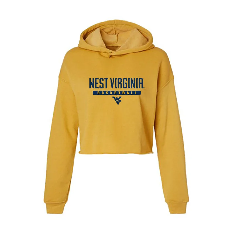 West Virginia - NCAA Women's Basketball : Kylee Blacksten - Women's Crop Fleece Hoodie Hoodie with Frayed Bohemian Relaxed West Virginia - NCAA Women's Basketball : Kylee Blacksten - Women's Crop Fleece Hoodie Hoodie with Frayed Bohemian Relaxed