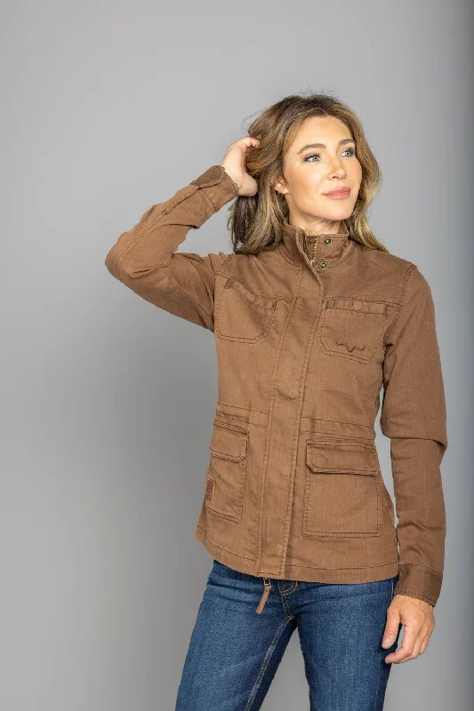 Kimes Ranch Womens Riggin Utility Brown Cotton Blend Cotton Jacket Boat Neck Shawl Collar Notched Collar Kimes Ranch Womens Riggin Utility Brown Cotton Blend Cotton Jacket Boat Neck Shawl Collar Notched Collar