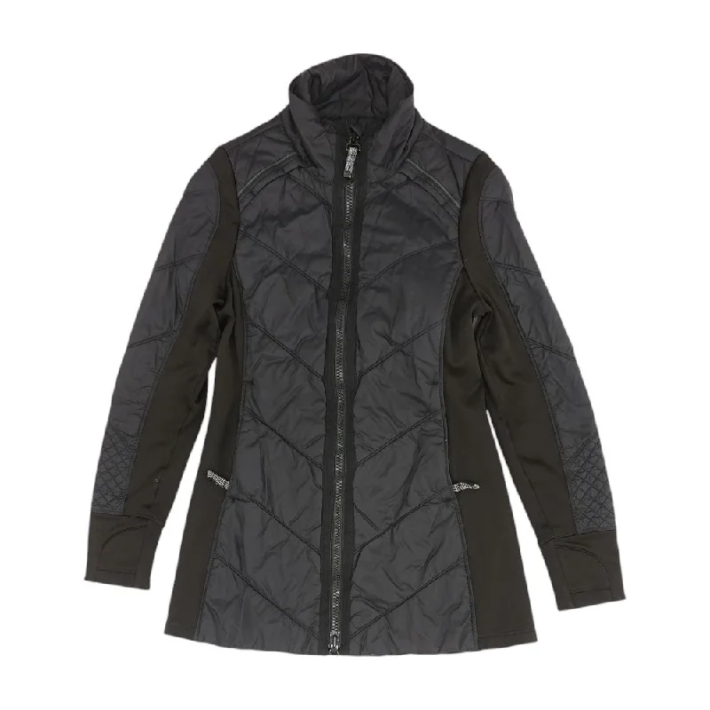 Black Solid Puffer Jacket Ribbed Jacket Pleated Jacket Ruffled Jacket