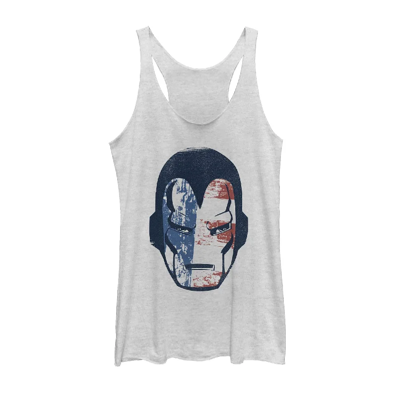 Women's Marvel Fourth of July Iron Man American Flag Mask Racerback Tank Top flexible tank top Women's Marvel Fourth of July Iron Man American Flag Mask Racerback Tank Top flexible tank top