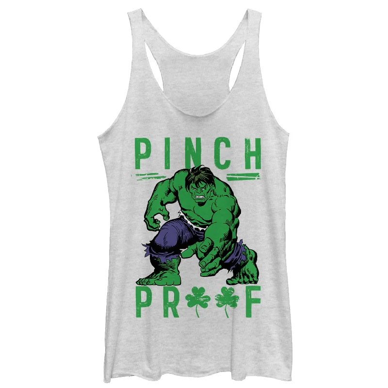 Women's Marvel St. Patrick's Day Hulk Pinch Proof Racerback Tank Top playful tank top Women's Marvel St. Patrick's Day Hulk Pinch Proof Racerback Tank Top playful tank top