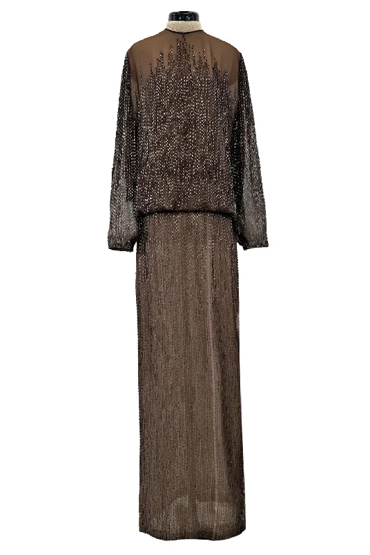 Fall 1981 John Anthony Couture Hand Beaded Silk Chiffon Top & Skirt Set cashmere skirt fine Fall 1981 John Anthony Couture Hand Beaded Silk Chiffon Top & Skirt Set cashmere skirt fine