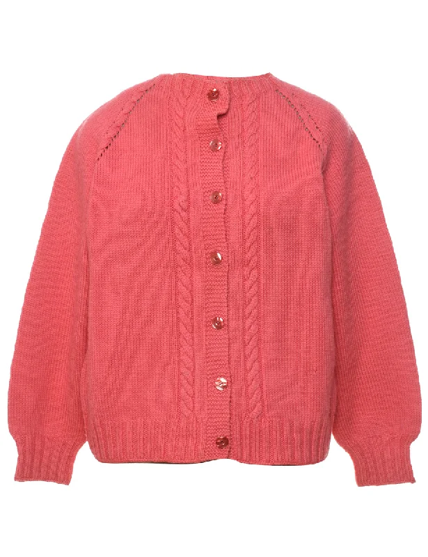 Cable Knit Cardigan - M Crew Neck V-Neck Turtle Neck