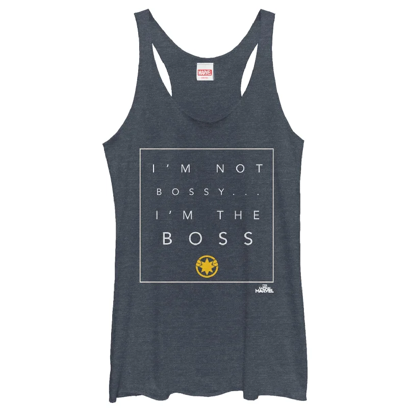 Women's Marvel Captain Marvel I'm the Boss Racerback Tank Top navy tank top