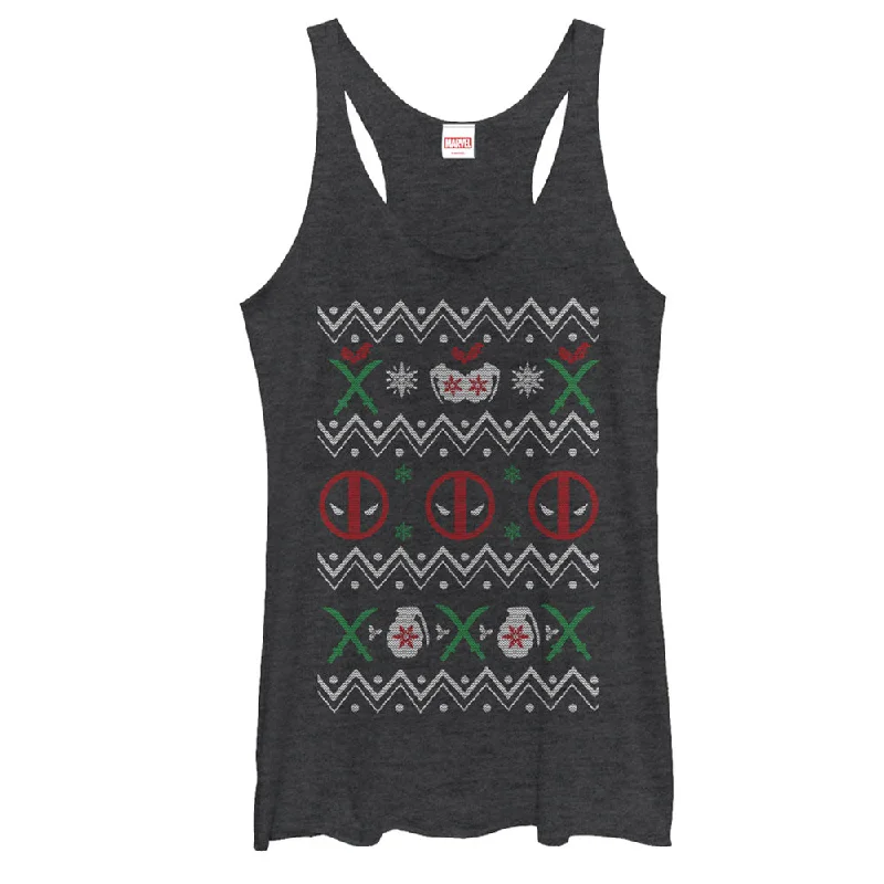 Women's Marvel Ugly Christmas Deadpool Racerback Tank Top cute tank top