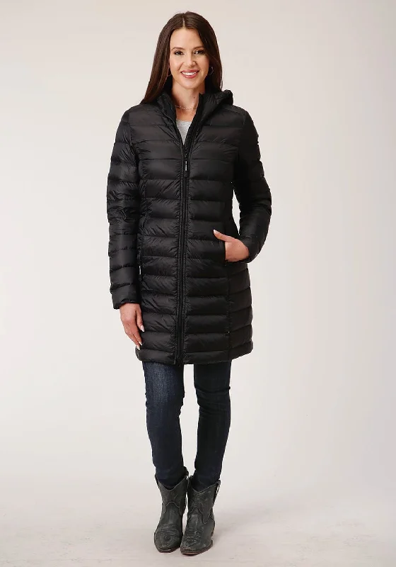 Roper Womens Down Coated Black Nylon Insulated Jacket Knit Jacket Woven Jacket Fleece Jacket Roper Womens Down Coated Black Nylon Insulated Jacket Knit Jacket Woven Jacket Fleece Jacket