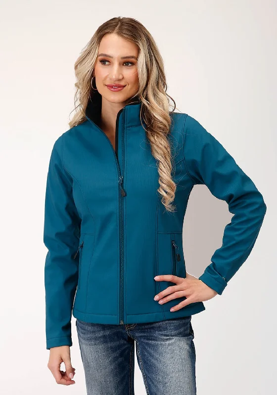 Roper Womens Zip Deep Teal Polyester Softshell Jacket Welt Pockets Slit Pockets Flap Pockets Roper Womens Zip Deep Teal Polyester Softshell Jacket Welt Pockets Slit Pockets Flap Pockets