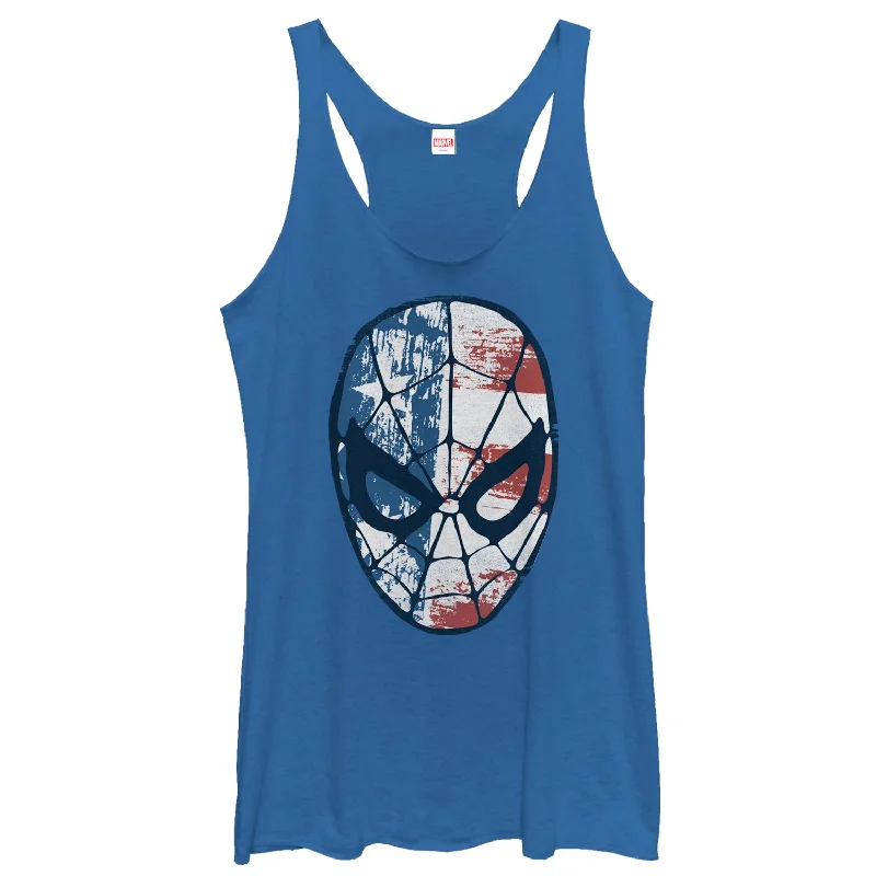 Women's Marvel Fourth of July Spider-Man American Flag Mask Racerback Tank Top chic tank top Women's Marvel Fourth of July Spider-Man American Flag Mask Racerback Tank Top chic tank top