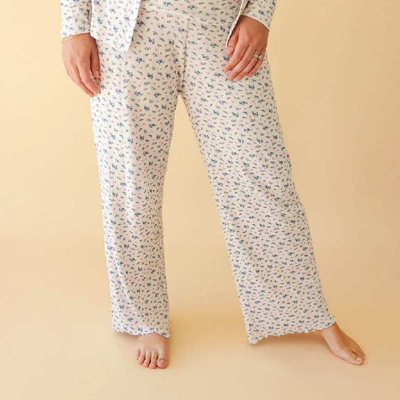 Camberly Women's Pointelle Pants Comfy High-Waist Jeans