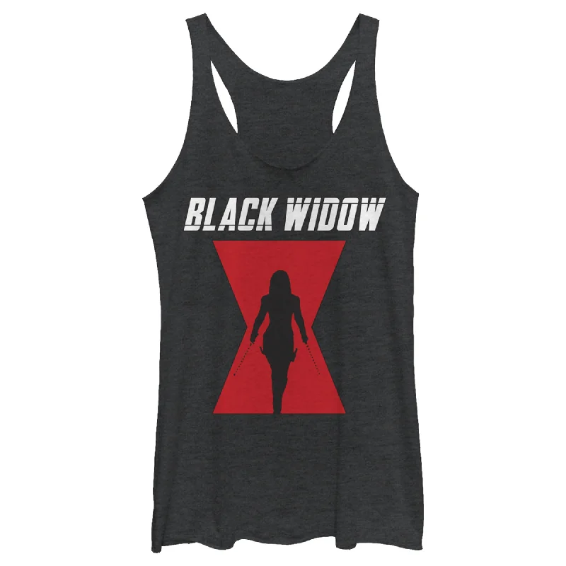 Women's Marvel Black Widow Hourglass Silhouette Racerback Tank Top cutout tank top