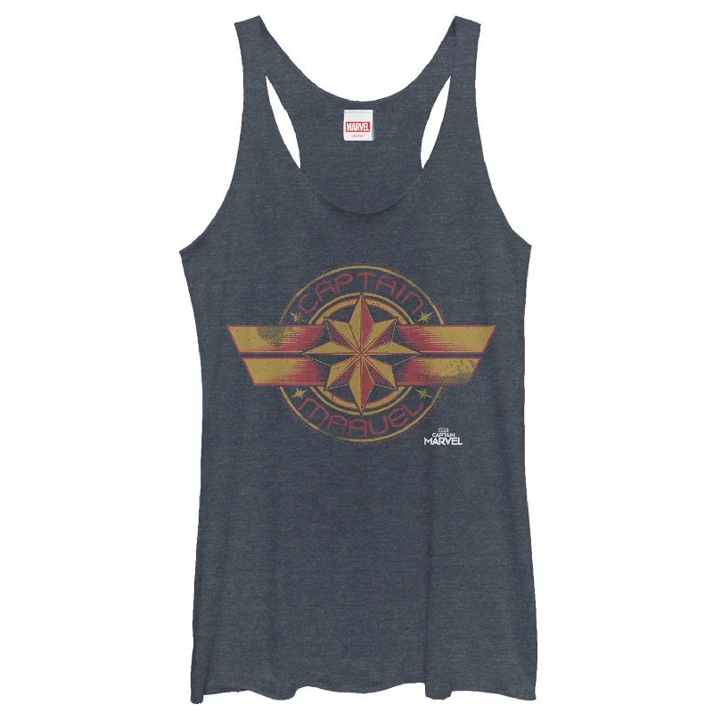 Women's Marvel Captain Marvel Retro Star Emblem Racerback Tank Top cozy tank top