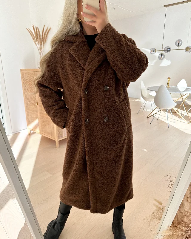 Sister's Point jakke dofi long jacket chocolate Faux Fur Jacket Real Fur Jacket Shearling Jacket Sister's Point jakke dofi long jacket chocolate Faux Fur Jacket Real Fur Jacket Shearling Jacket