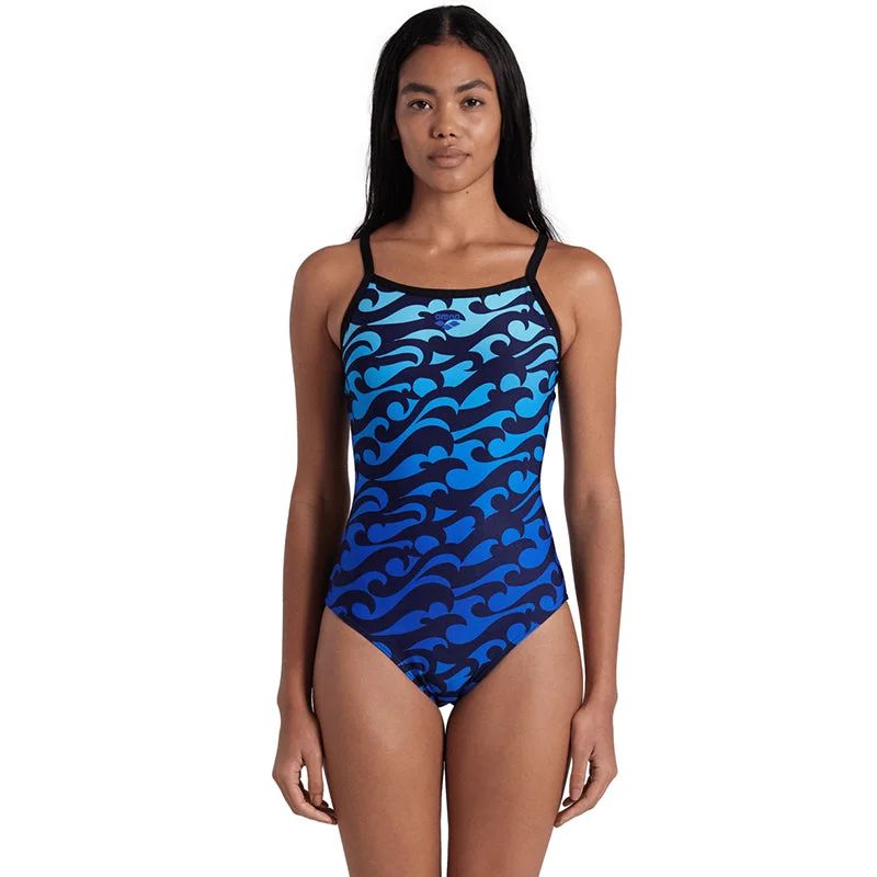 Arena - Surfs Up Light Drop Back Ladies Swimsuit - Black/Multi Vintage Swimwear Look Arena - Surfs Up Light Drop Back Ladies Swimsuit - Black/Multi Vintage Swimwear Look