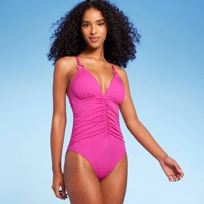 Women's Center Front Shirring One Piece Swimsuit - Shade & Shore Luxury Swimsuit Style Women's Center Front Shirring One Piece Swimsuit - Shade & Shore Luxury Swimsuit Style